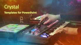  Presentation with controller - Beautiful presentation design featuring record celebration - hand mixing music on midi backdrop and a tawny brown colored foreground