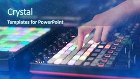  Presentation with controller - Colorful slide set enhanced with record celebration - hand mixing music on midi backdrop and a ocean colored foreground