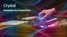  Presentation with colorful music - Slide deck with record celebration - hand mixing music on midi background and a navy blue colored foreground