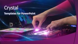  Presentation with controller - Audience pleasing slide deck consisting of record celebration - hand mixing music on midi backdrop and a navy blue colored foreground