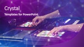  Presentation with colorful music - Theme having record celebration - hand remixing music on midi background and a violet colored foreground