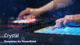  Presentation with controller - Audience pleasing theme consisting of record celebration - hand remixing music on midi backdrop and a navy blue colored foreground