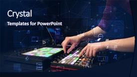  Presentation with controller - Presentation consisting of record celebration - hand remixing music on midi background and a navy blue colored foreground