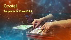  Presentation with colorful music - Audience pleasing presentation theme consisting of record celebration - hand remixing music on midi backdrop and a tawny brown colored foreground