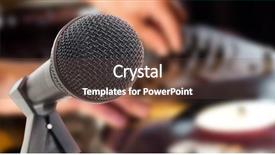  Presentation with cool - Slides with record celebration - microphone with stand against cool background and a tawny brown colored foreground