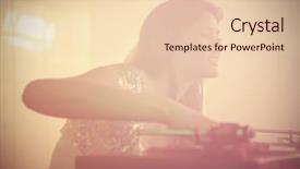  Presentation with music - Beautiful PPT layouts featuring record celebration - pretty female dj playing music backdrop and a lemonade colored foreground