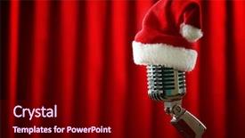  Presentation with vintage christmas - Theme enhanced with record celebration - vintage microphone with christmas hat background and a wine colored foreground