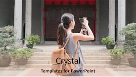  Presentation with chinese temple - Audience pleasing PPT layouts consisting of record celebration - woman holding camera to take backdrop and a soft green colored foreground