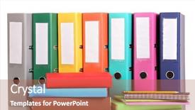 Presentation with office management - Beautiful PPT layouts featuring record management - bright office folders and books backdrop and a coral colored foreground