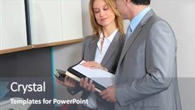  Presentation with meeting - Cool new presentation design with record management - business people meeting backdrop and a  colored foreground