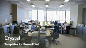  Presentation with office management - Presentation theme with record management - people in the office background and a  colored foreground