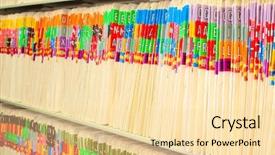  Presentation with files - Audience pleasing PPT theme consisting of record management - rows of files backdrop and a blonde colored foreground
