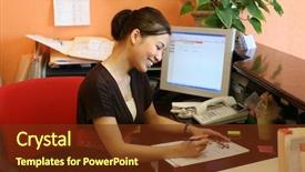  Presentation with receptionist - Presentation having record management - woman receptionist working hard background and a tawny brown colored foreground