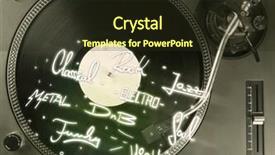  Presentation with music vinyl - PPT theme featuring record player - turntable with vinyl and music background and a wine colored foreground