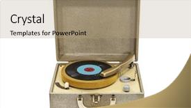  Presentation with record - Slide deck consisting of record player from the 1960s background and a coral colored foreground
