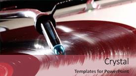  Presentation with record player - Theme having record player spinning and vinyl background and a red colored foreground