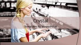  Presentation with products supermarket - Beautiful presentation theme featuring record year - female staff checking grocery products backdrop and a coral colored foreground