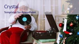  Presentation with santa - Amazing PPT theme having record year - santa claus sitting in comfortable backdrop and a  colored foreground