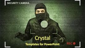  Presentation with house - Audience pleasing PPT theme consisting of recorded - caught burglar by house camera backdrop and a wine colored foreground