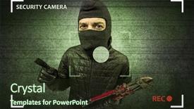  Presentation with camera - PPT theme enhanced with recorded - caught burglar by house camera background and a tawny brown colored foreground