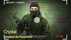  Presentation with lights camera action - PPT theme consisting of recorded - caught burglar by house camera background and a wine colored foreground