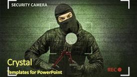  Presentation with house - Slide set featuring recorded - caught burglar by house camera background and a tawny brown colored foreground