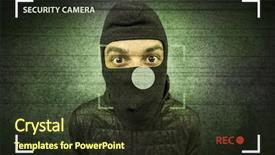  Presentation with lights camera action - Cool new PPT theme with recorded - caught burglar by house camera backdrop and a tawny brown colored foreground