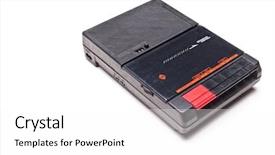  Presentation with tape recorder - Slide set featuring recorder tape on white background background and a  colored foreground