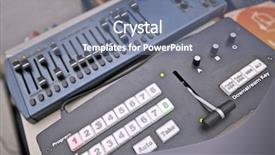  Presentation with recording studio - PPT theme featuring recording equipment in television studio background and a  colored foreground