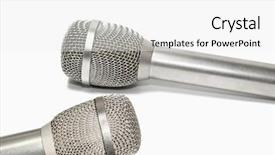  Presentation with microphones - Colorful slides enhanced with recording information system - professional microphones backdrop and a white colored foreground