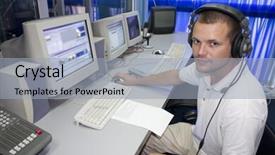  Presentation with sound - PPT layouts having recording information system - tv sound operator background and a light gray colored foreground