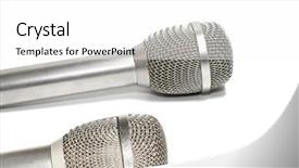  Presentation with microphones - Colorful theme enhanced with recording information system - two professional microphones backdrop and a white colored foreground