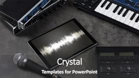  Presentation with electronic music - Slide deck featuring recording music with tablet background and a dark gray colored foreground