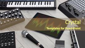  Presentation with electronic music - Slides featuring music with tablet and electronic background and a coral colored foreground