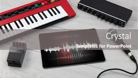  Presentation with electronic music - Cool new theme with piano - recording music with tablet backdrop and a gray colored foreground