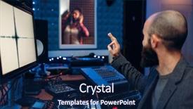  Presentation with singer - Colorful presentation theme enhanced with recording room and sound engineer backdrop and a navy blue colored foreground