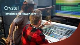  Presentation with sounds - Audience pleasing presentation design consisting of recording studio - mixing sounds backdrop and a ocean colored foreground