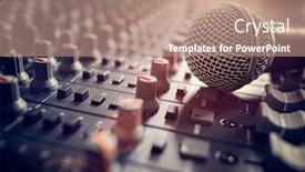  Presentation with recording studio - Cool new slide deck with recording-studio-mixing-desk backdrop and a coral colored foreground