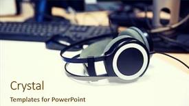  Presentation with radio news - Slide deck consisting of recording studio or radio station background and a cream colored foreground