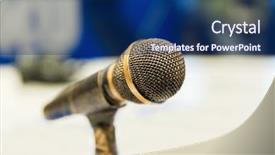  Presentation with radio station - Slides enhanced with recording studio or radio background and a navy blue colored foreground