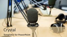  Presentation with radio station - Beautiful slides featuring recording studio or radio backdrop and a lemonade colored foreground