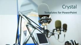  Presentation with radio station - Amazing presentation design having recording studio or radio backdrop and a sky blue colored foreground