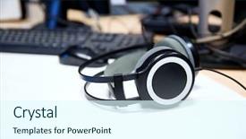  Presentation with radio station - Presentation theme with recording studio or radio background and a  colored foreground