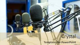  Presentation with radio station - PPT theme with recording studio or radio background and a lemonade colored foreground