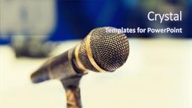  Presentation with radio station - PPT theme having recording studio or radio background and a navy blue colored foreground