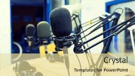  Presentation with radio station - Colorful PPT theme enhanced with recording studio or radio backdrop and a blonde colored foreground