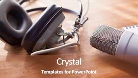  Presentation with recording studio - PPT theme with recording vocals an large diaphram background and a red colored foreground