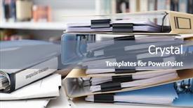  Presentation with archive - Audience pleasing theme consisting of records keeping - folders with documents on table backdrop and a gray colored foreground