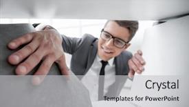  Presentation with office - Slide deck enhanced with records keeping - man in the office looking background and a light gray colored foreground