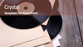  Presentation with vinyl - Theme having records records and paper cover background and a tawny brown colored foreground